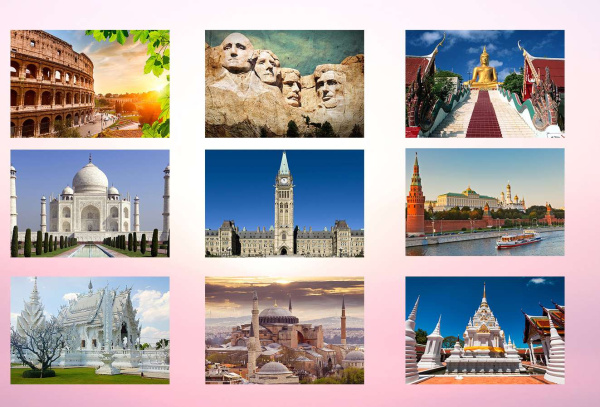 Электронные метафорические фотокарты "Путешествия - Достопримечательности"